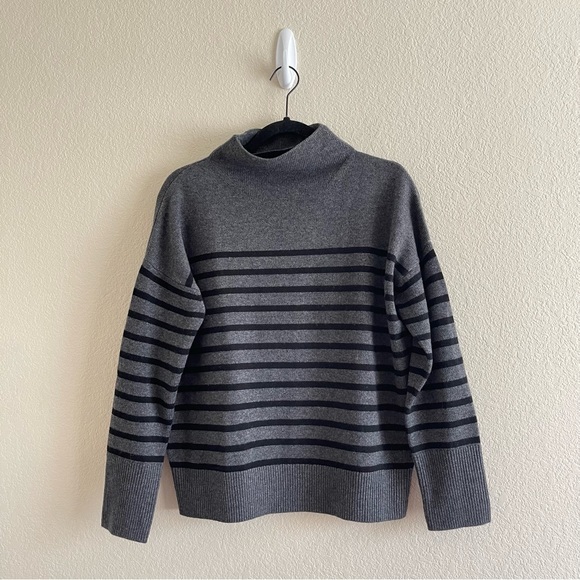Gray Striped Turtleneck Sweater - Picture 1 of 9